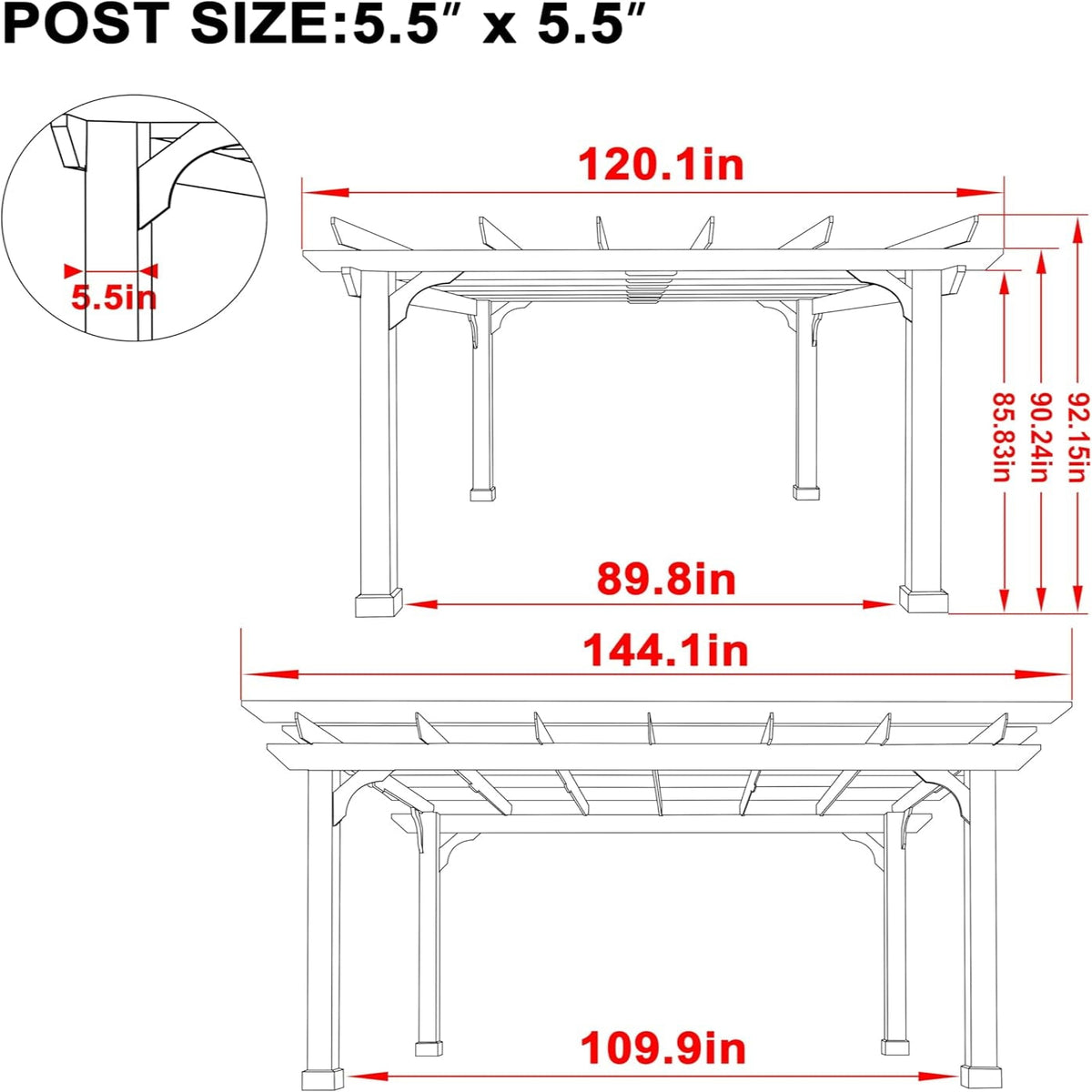 10' x 12' Cedar Wood Pergola