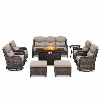 Seabrook 9-Piece Outdoor Lounge & Fire Table Collection