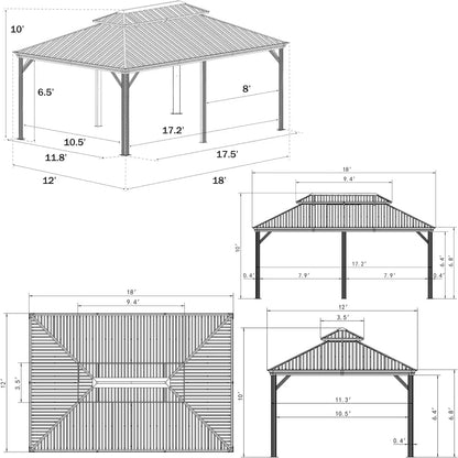 18-Ft X 12-Ft Apollo Brown Gazebo with Hardtop Roof (Screen Included)