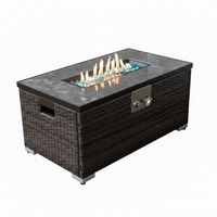 32" Round Rattan Propane Fire Table