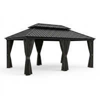 12×20 Hardtop Gazebo with Metal Roof, Heavy Duty Galvanized Steel Gazebo with Reinforced Aluminum Frame, Flame-Resistant Curtain — Studio Shot