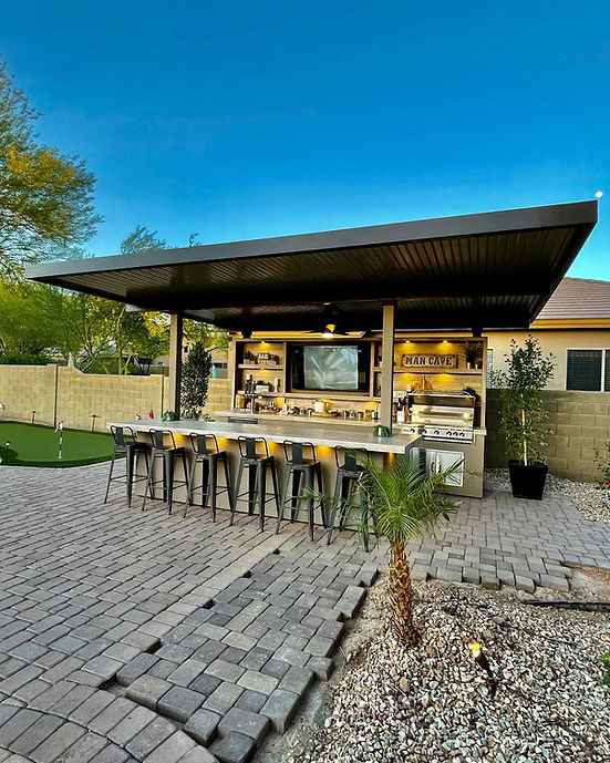 KoKoMo Outdoor Kitchen Pavilion – 20'x20' Luxury BBQ Island with 70" TV, Bar, Grill, Kegerator & More