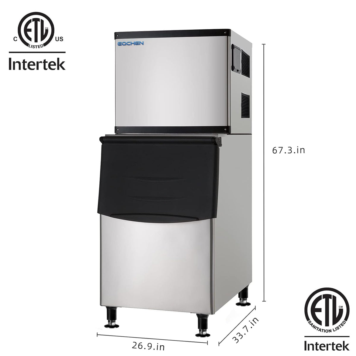 al Ice MaEQCHEN 500 lb Ice Maker Commercichine with 375 lb Ice Bin