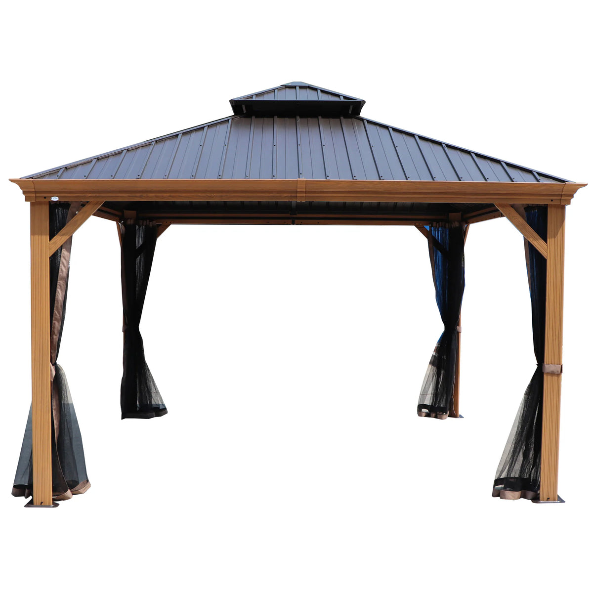 18-Ft X 12-Ft Apollo Brown Gazebo with Hardtop Roof (Screen Included)