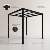 8 Ft. X 8 Ft. Matte Black Aluminum Pergola — infographic