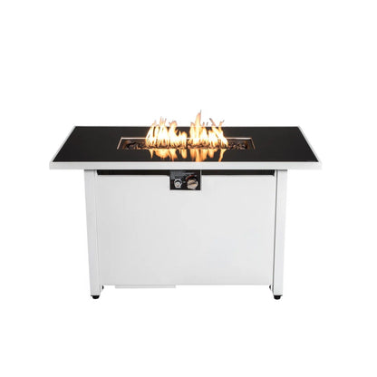 Outdoor 43" Rectangular Fire Pit Table With Adjustable Flame Control - White