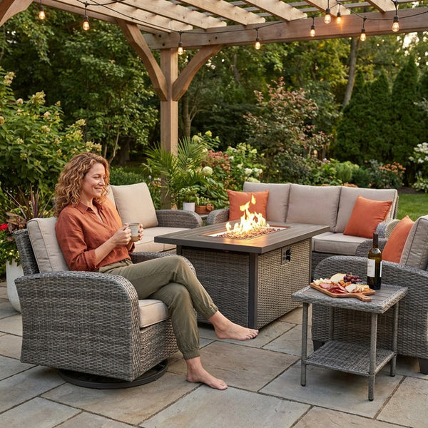 Haven 9-Piece Wicker Lounge & Fire Table Collection