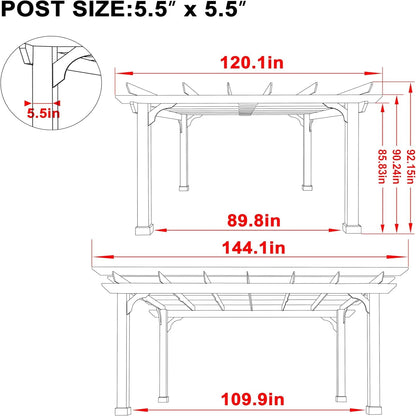 10' x 12' Cedar Wood Pergola
