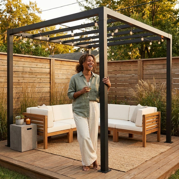 8' x 8' Matte Black Aluminum Pergola