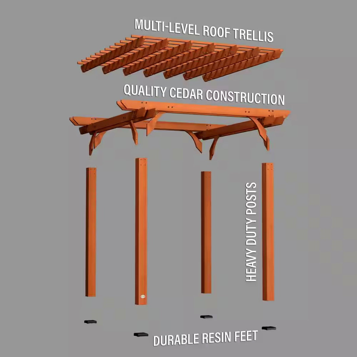 10' x 10' Traditional Cedar Wood Pergola