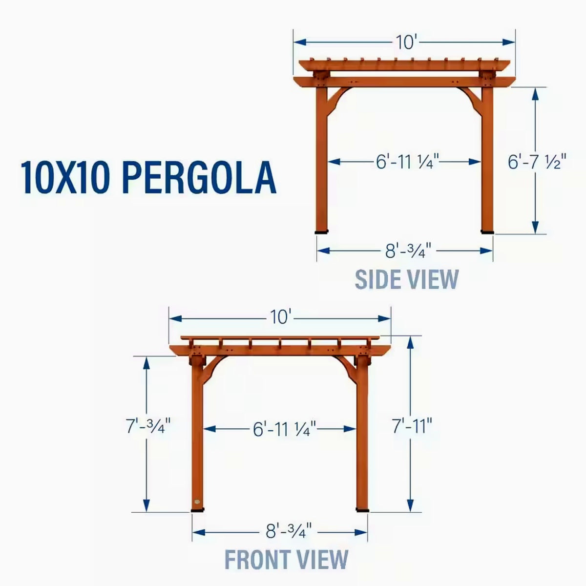 10' x 10' Traditional Cedar Wood Pergola