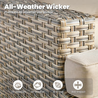 9 Pieces Patio Furniture Set outside Furniture Wicker Patio Conversation Set with Swivel Chairs, Outdoor Furniture for Garden, Beige