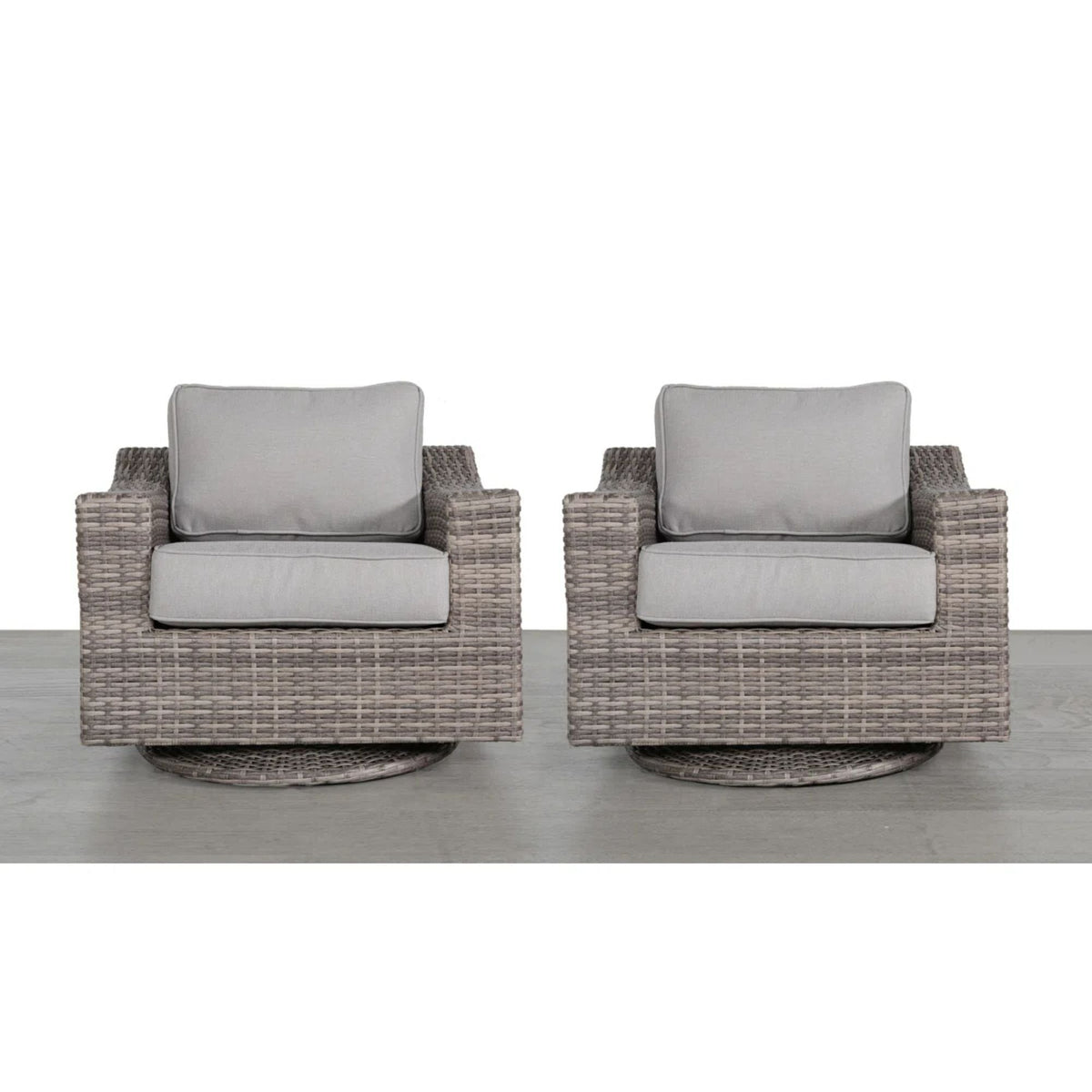 Swivel Patio Chair With Luxurious Cushions Perfect For Outdoor Relaxation (Set of 2) - Gray / Gray Mix