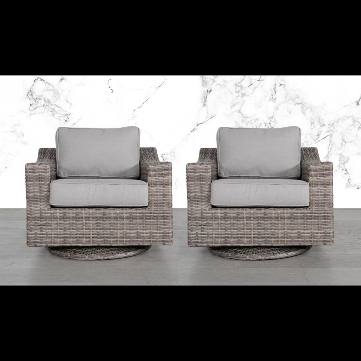 Swivel Patio Chair With Luxurious Cushions Perfect For Outdoor Relaxation (Set of 2) - Gray / Gray Mix