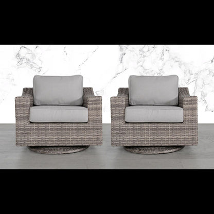 Swivel Patio Chair With Luxurious Cushions Perfect For Outdoor Relaxation (Set of 2) - Gray / Gray Mix
