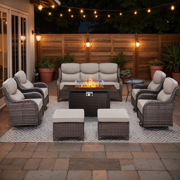 Seabrook 9-Piece Outdoor Lounge & Fire Table Collection