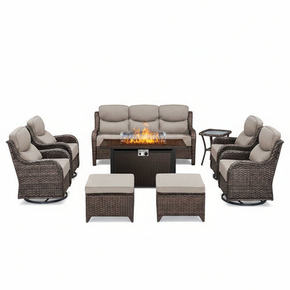 Seabrook 9-Piece Outdoor Lounge & Fire Table Collection