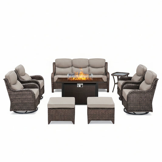 Seabrook 9-Piece Outdoor Lounge & Fire Table Collection