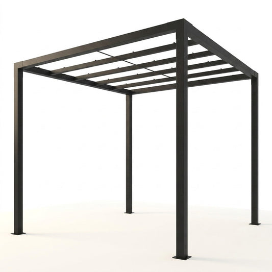 8 Ft. X 8 Ft. Matte Black Aluminum Pergola — Studio Shot
