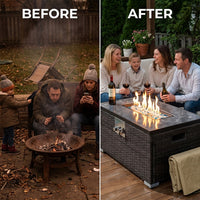 32 In. Propane Fire Pit Table, 40,000 BTU Auto-Ignition Gas Fire Table for outside Patio — Before & After