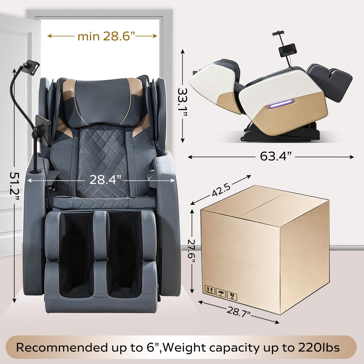 Synca Zero-Gravity Full-Body Heated Massage Recliner Chair (SAK69742)